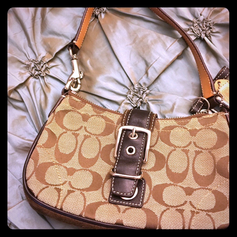 Coach mini bag Brown canvas/suede